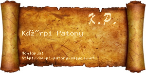 Kárpi Patony névjegykártya